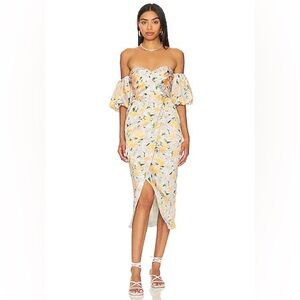 REVOLVE Zurina Dress in Blue Apricot Floral